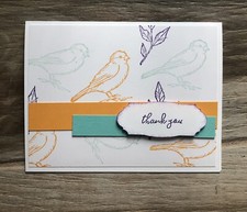 Thank You Card Set Of 4 Stampin Up Free As A Bird Mango Melody Mint Macaron