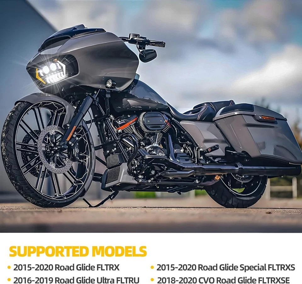 Faro LED DRL lámpara de señal de giro para Harley Davidson Road Glide 2015-2024  Foto 2 de 4