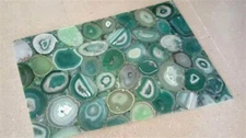 18"x12" Rectangular Agate Table Top, Green Agate Table, Agate Stone Side Table