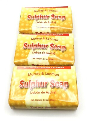 Murray & Lanman Sulphur Soap Bar 3.3 oz (95g)   Jabon de Azufre   Pack of 3