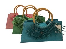 BORSA ESTIVA MARE AZZURRA ROSA VERDE IN MATERIALI NATURALI cm 38x20 circa
