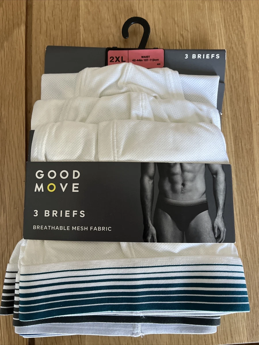 GOODMOVE M&S MENS 3 PACK PAIRS WHITE SPORTS BREIFS PANTS Size 2XL