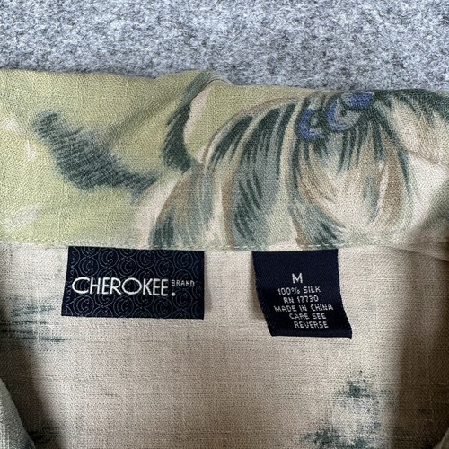 Cherokee Shirt Adult Medium Floral Summer 100% Silk Hawaiian Men's Short Sleeve - Picture 8 of 9