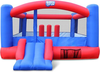 Sunny & Fun Inflatable Bounce House, Giant Blow-Up Jump Bouncy Castle - Red