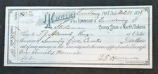ND  STUTSMAN County  North Dakota  Courtenay Township  1898  Treasury check