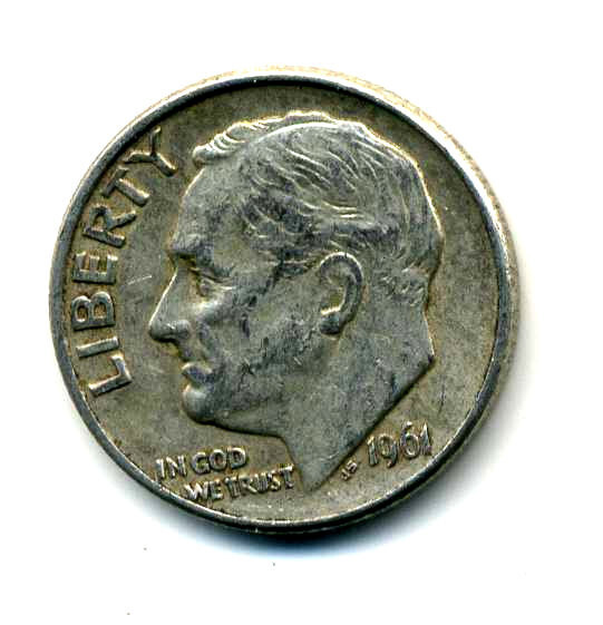 1961 D Roosevelt Dime US 10 Cent U.S America SILVER UNITED STATES 10c Coin #7391