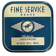 Underwood Typewriter Ribbon Fine Service Brand Black Rec. Medium with Tin Type 1 thumbnail