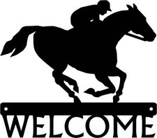 Horse & Jockey Welcome Sign - Made in America - Outdoor Decor
