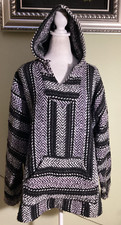 Baja Joe Mexican Purple/Black Hoodie Boho Drug Rug Unisex Size M Jacket Coat