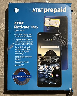 AT&T Prepaid Motivate Max 32GB Celestial Blue U668AA Smartphone ...