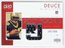 Deuce McAllister Football GU Jersey 105/500 New Orleans Saints 2001 UD Game Gear