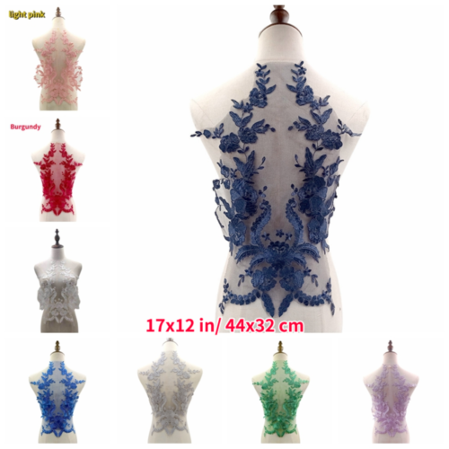 Lace Applique Patch Embroidered Floral Trimming for Wedding Bridal Dress Decor - Picture 8 of 28