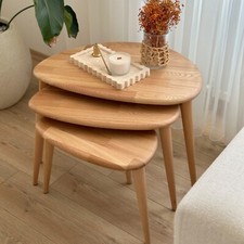 Nesting Coffee Table Set, Ercol Style Chestnut, Side Table,Mid Century Furniture
