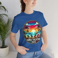 Family Vacation 2025 Unisex Tee, Matching Group Travel Shirt, All Ages & Sizes