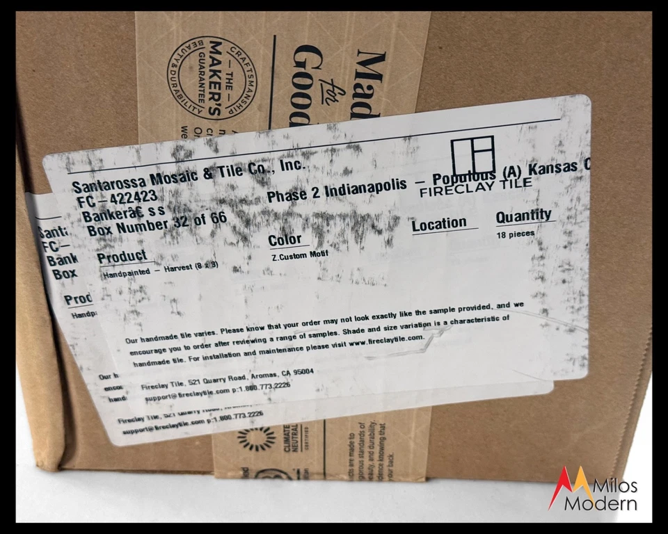 Lote de azulejos Fireclay ouro branco colheita azulejo pintado à mão geométrico 8 x 8 caixa de 18 - Imagem 3 de 4