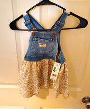 OshKosh B'gosh Toddler Girls 18-24M Denim Overall Dress Floral Pockets