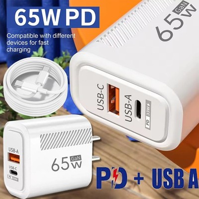 65W Super Fast Charging USB Type C Wall Charger For Samsung iPhone Android Phone