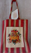 Longaberger Christmas Holiday 2005 Embroidered Canvas Gift Tote Bag 9"x7.5"x4"