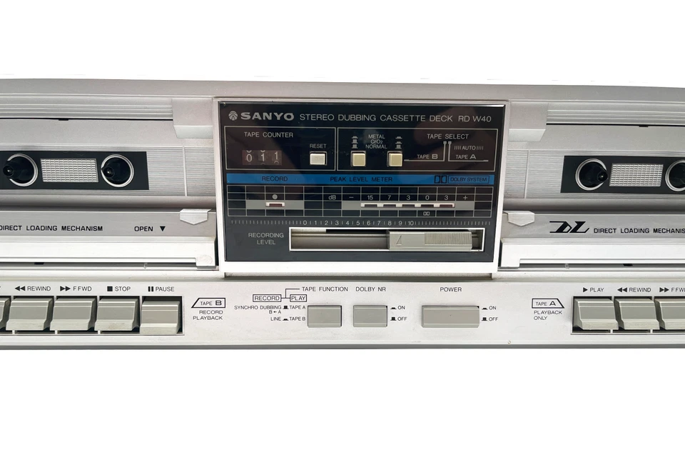 Sanyo RD-W40 Estéreo Doblaje Cassette Deck De Colección Hecho en Japón - Probado Funcionando Foto 4 de 4