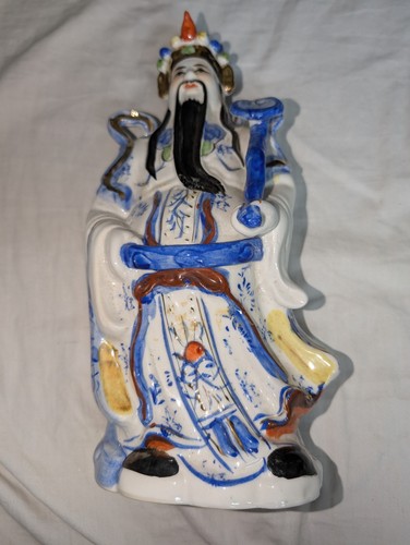Vintage Asian Blue and White Figurine With Damage Wise Men Chinese 11" - Picture 1 of 8