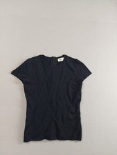 Eliza J Women Top XS Black Crew Neck Short Sleeve Pullover Back Zip Outdoor