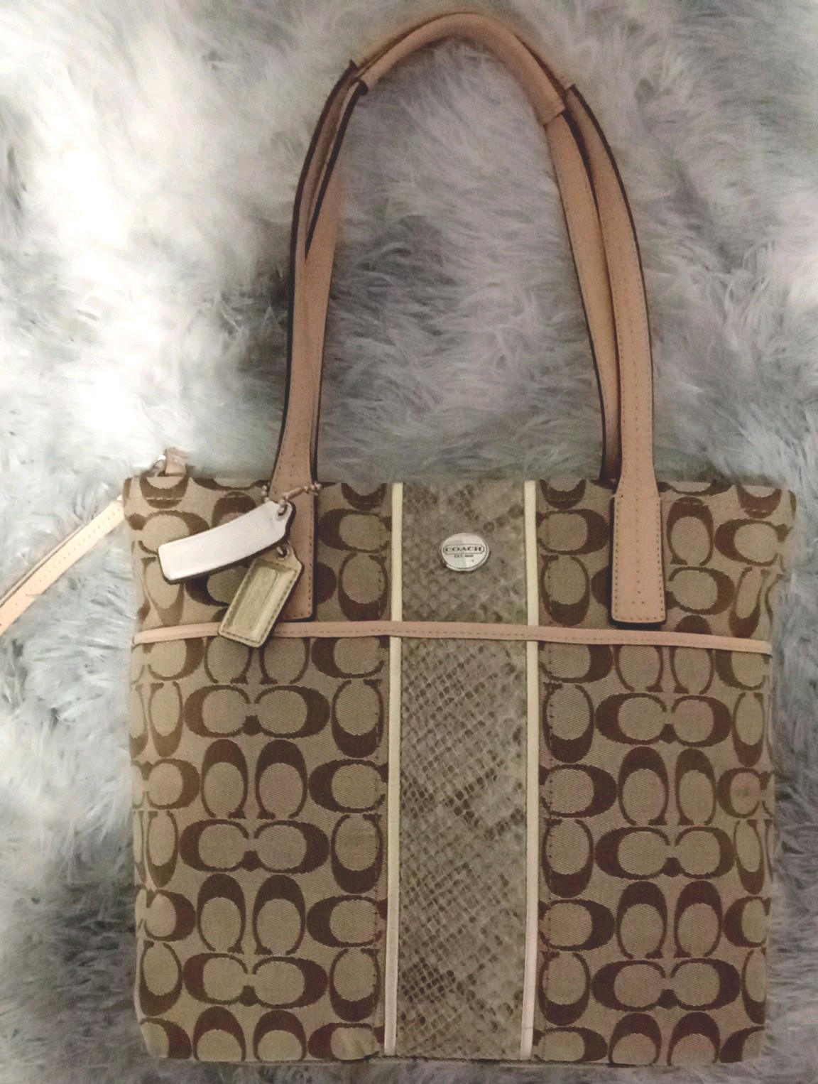 Authentic COACH SIGNATURE STRIPE PYTHON STRIPE TO… - image 2