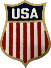 USA Hockey Shield Logo Chenille Heat Seal Patch 10.5"X8"