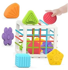 Montessori Toys for 1 Year Old, 6 Pc Multi Sensory Shape, Toddler Cube