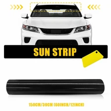 Glossy Black Visor Sun Strip Vinyl Decal Car Front Windshield Sticker 60"*12"