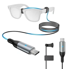 Charging Cable for Ray-Ban Meta Smart Glasses, USB-C Clip-On Contact 4.9FT/1.5M 