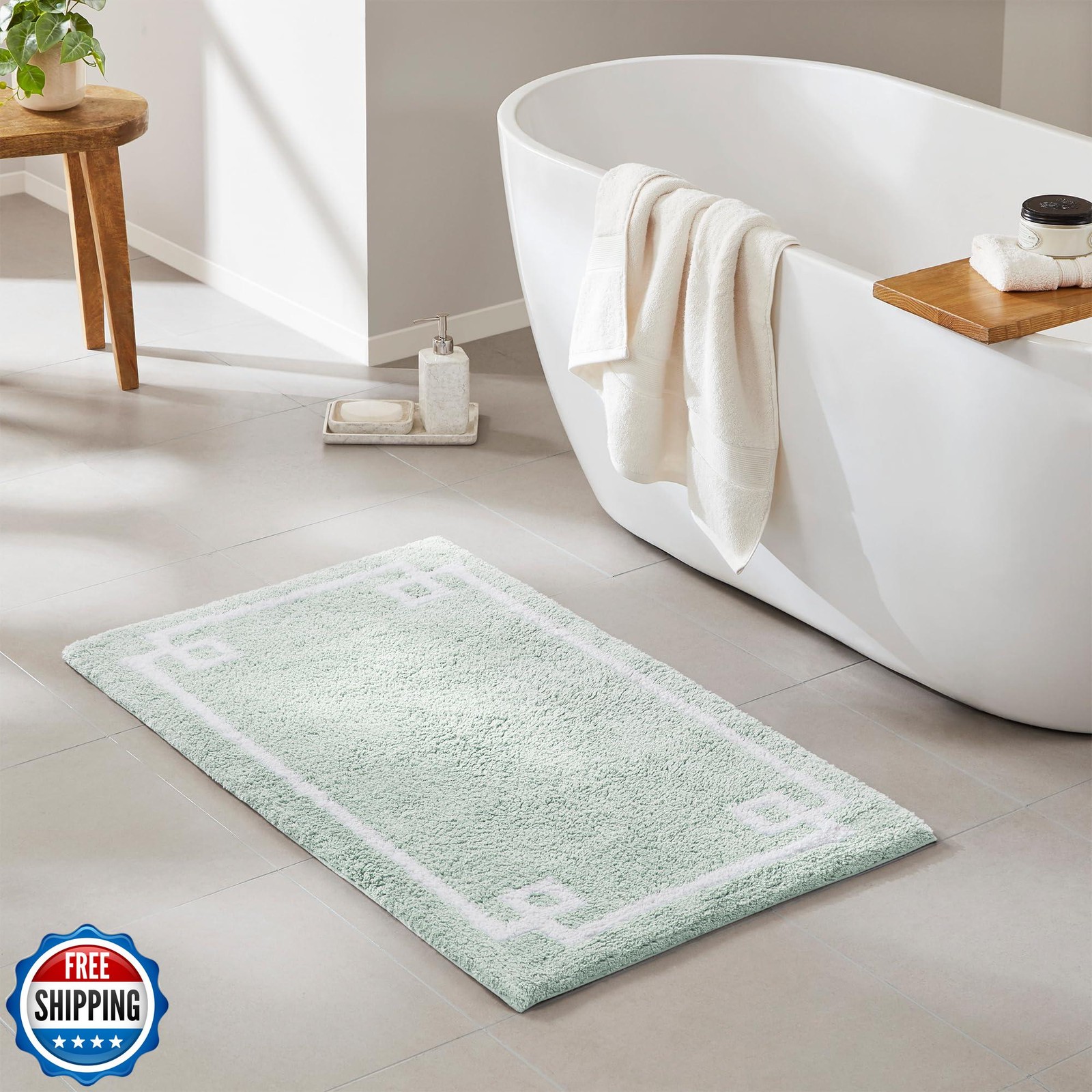 Madison Park Evan Plush 100% Cotton Bathroom Rug with Non-Slip Tufted Backing