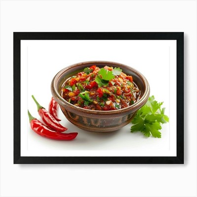 Chile Sauce Kunstdruck gerahmtes Wandbild Poster Leinwanddruck Bild