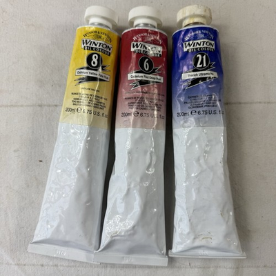 #ad LOT OF 3 Winton 6.75 fl. oz. 200ml Oil Colour french ultramarine yellow red deep $36.99