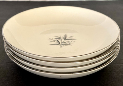 Wentworth China Silver Wheat 6'' Small 4 Bowls #8540 Japan Silver Trim Gray G1