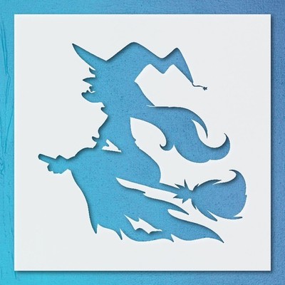 Unique Witch Silhouette with Flowing Hair for Creative Craft Projects - Stenc 