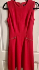 Tommy Hilfiger Red Sheath Dress W/Gold Zippers Size 2 EUC C8