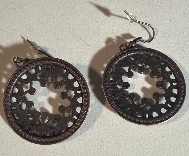 Handmade Copper Colored Beaded Dangle Earrings - image 4