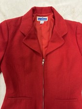 Vintage Don Algodon Red Blazer With Zipper And Pockets Size 40 Made in Spain