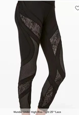 Lululemon sz 6 Wunder Under Tight 25” Lace LW5BQQS LUXTREME Black