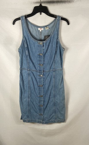 Levi's Women's Blue Denim Button Front Sleeveless Mini Shift Dress NWT Sz S