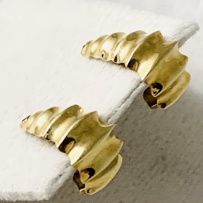 OHRRING JACKEN VERSTÄRKER 14K GELBGOLD 8mm Rüschen Bambus für Ohrstecker 0,84gr 15mm