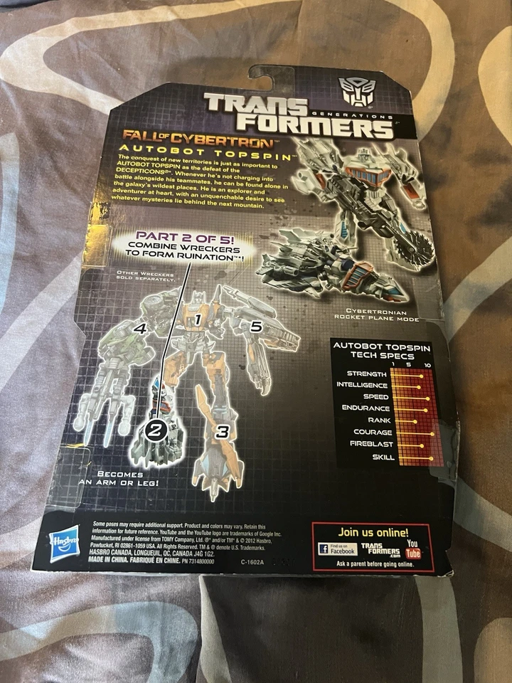 TRANSFORMERS Generations Fall Of Cybertron FOC Deluxe Class Topspin Novo 2010 - Imagem 2 de 2