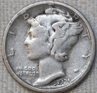 1925 S Mercury Dime VF or VF+.  Free Shipping.