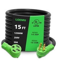 50 Amp RV Extension Cord NEMA 14-50P/14-50R STW Outdoor Extension Cord 15FT