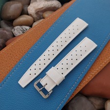 19mm Swiss Tropic White Diver Straight-End Vintage Watch Band  Big Buckle