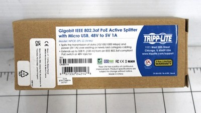 Trip-Lite Gigabit Splitter IEEE 80Splitter Power Over Ethernet 48V to 5V 1A