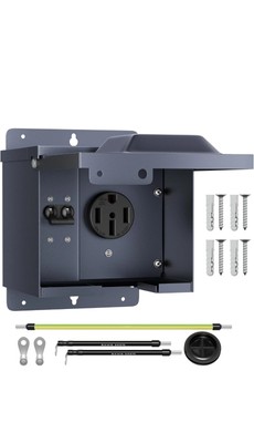 Joinfworld 50 Amp RV Power Outlet Box with Breaker, 50 Breaker 