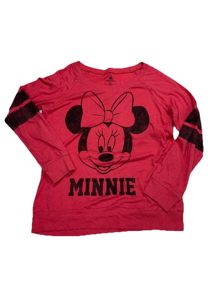 迪士尼公园米妮老鼠长袖红精神球衣上衣 S 码 #28 Graphi — 第 2/4 张图片