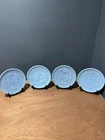 Vintage 1976 Set of 4 Fenton Milk Glass Blue Plates Bicentennial Project USA
