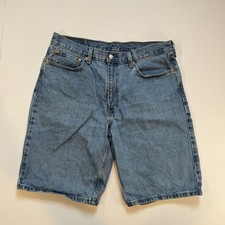 Levis 469 Loose Shorts Mens 36 Light Wash Blue Denim Baggy Jean Shorts